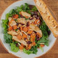 Superfood Kale Salad · Vitamin-rich kale and organic mixed greens with housemade maple-roasted carrots, warm all-na...