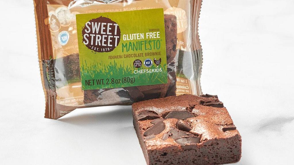 Grab N Go Gf Brownie  · Honduran chocolate, cage-free eggs, gluten-free flour, sustainable chocolates and ingredients free of GMOs and artificial additives.  Certified gluten free & individually wrapped.