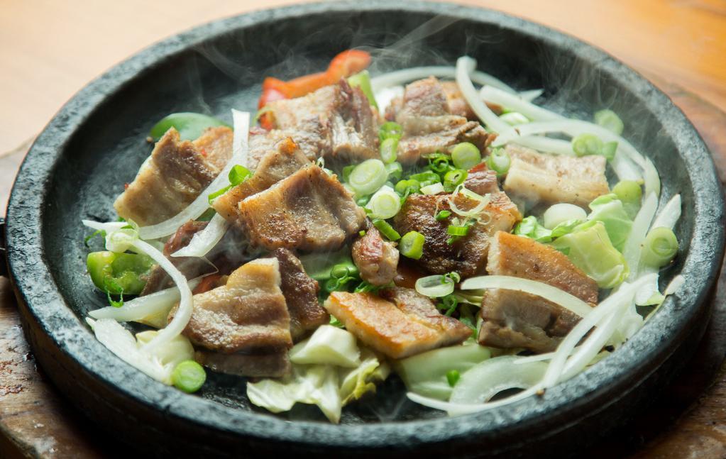 Pork Belly Bbq · Samgyupsal. Grilled frsh pork belly. Served with rice, salad, kimchi.
