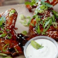 Wings · 3 WHOLE WINGS . Spicy Vietnamese Style with Sesame Seeds, Scallions and Cilantro Ranch. cont...