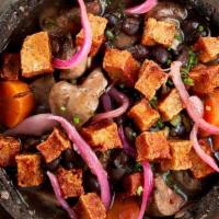 Vegan Feijoada · *Contains Soy* - Vegan Black Bean Stew - Mushrooms, carrots, tofu, collard greens, orange, r...