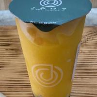 Mango Battle  · Fresh mangos blended with mango jam and ice. 
Non-caffeinated and diary free. No added sugar...