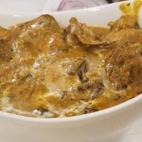 Hyderabadi Murgh Masala · Bone-in chicken cooked in cashews and cream sauce.