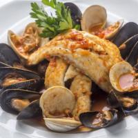 Zuppa Di Pesce · Combination of seafood in a light tomato and herb broth.