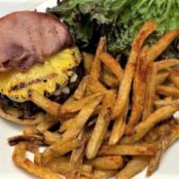 Hawaiian Burger · Grilled pineapple and prosciutto burger.