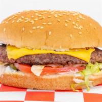 Cheeseburger · Cheeseburger comes with American cheese, lettuce, tomatoes, mayo, and ketchup.