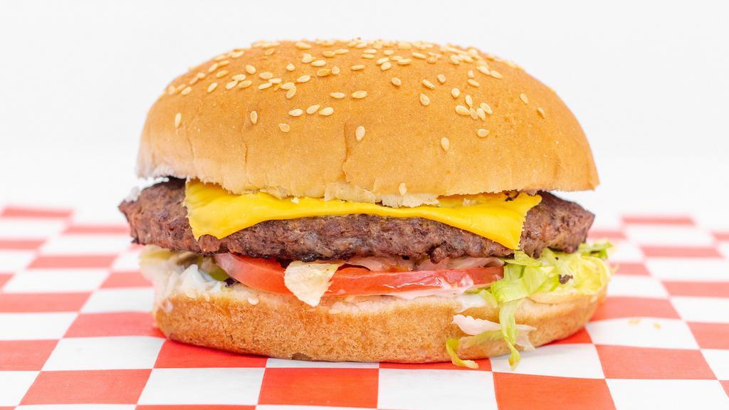 Cheeseburger · Cheeseburger comes with American cheese, lettuce, tomatoes, mayo, and ketchup.