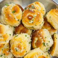 Homemade Garlic Knots · Loaded with garlic huge baked  Knots of dough !