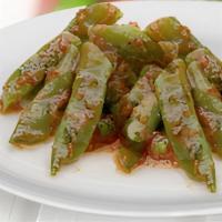 Green Beans  · flat beans in onion & tomato sauce