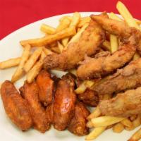 5 Chicken Finger &5 Buffalo Wings With Fries · Served with honey mustard and blue cheese.