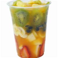 Fruit In Cup · Pineapple, Banana, Strawberry, Kiwi, Apple, Blueberry and Mango Juice