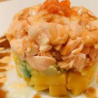 Salmon Tartar · Raw. Salmon sashimi and avocado ponzu sauce