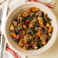 Harvest Bowl · quinoa, kale, roasted squash, apples, cranberries, walnuts, maple-sage vinaigrette. *gf, veg...