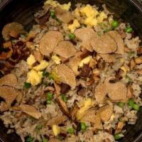 Truffle Fried Rice* · Shaved Black Truffle, Shiitake Bacon, Peas, Egg (Contains Soy)