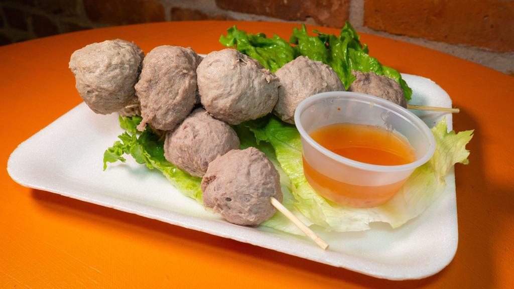 Lao Meatball On A Stick  · Homemade Lao Meatball with Thai Chili Sauce