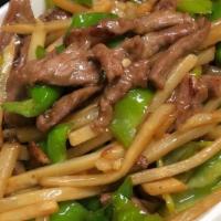 Pork With Chili Pepper 小椒肉絲 · Spicy.