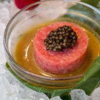Toro Tartare With Caviar · Nobu style tartare with caviar and wasabi soy.