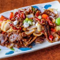 Mongolian Beef With Scallions (Quart) · Hot and spicy.