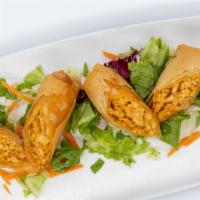 Spicy Buffalo Chicken Roll · Spicy. Strips of white meat chicken in a crispy tangy spring roll wrapping.