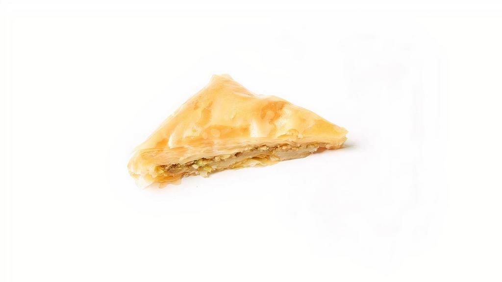 Baklava · Classic sweet Turkish dessert made with thinly layered filo pastry dough and pistachios.
