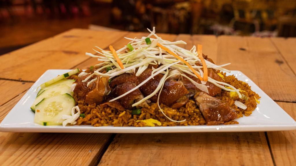 Roast Duck · Tender Duck Marinated With Our Island Blend Of Spices & Flame Roasted.