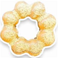 Injeolmi Donut · Soybean flavored glaze on top mochi donut.