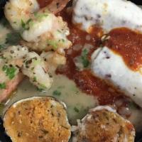 Antipasto Caldo · Mix hot antipasto with clams oreganata, shrimp oreganata, stuffed mushrooms and eggplant rol...