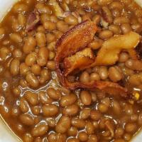 Large Baked Beans · Seasoned with  bacon and brown sugar.