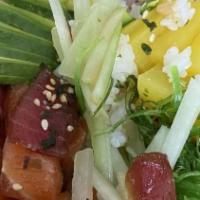 Poke Bowl · sushi rice, cucumber,avocado,tuna,salmon