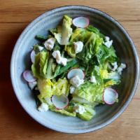 *Little Gem Salad · haricots verts, radish, goat cheese, tarragon, creamy vinaigrette.