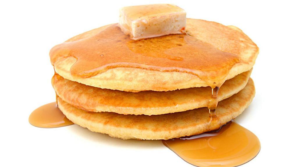 Original Buttermilk Pancakes · 3 perfectly fluffy pancakes served with a side of butter and syrup.