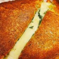 The Pesto · Mozzarella Cheese, Spinach, Sun Dried Tomato & Pesto On Jumbo Grilled Bread
