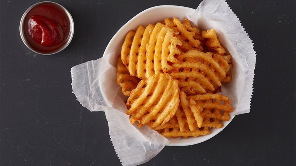 Waffle Fries · Our signature seasoned, skin-on, waffle cut fries! 290-660  cal.