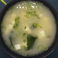 Organic Miso Soup · Organic miso, tofu, enoki mushroom, scallion, wakame seaweed.