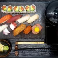 Sushi Combo · You can choose 9 pieces of sushi and 1 regular Roll , choose up to 3 pieces of each kind sus...
