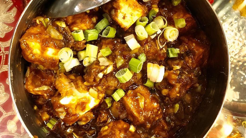 Chili Paneer · Fried crispy cubes of Cottage Cheese (Paneer) tossed in spicy sauces.