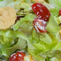 Cutter’S Cesar Salad · Chopped romaine, parmesan crisp, cherry tomato, and asiago cheese tossed in caesar dressing.