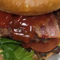 Classic Blt Burger · Premium short rib burger topped with bacon, lettuce, tomato, b&b pickle, ketchup, and house ...