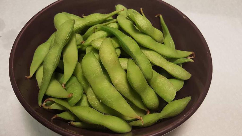 Edamame · Boiled green soybeans.