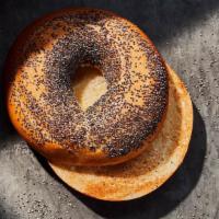 Poppy Bagel · 300 Cal. Freshly baked bagel topped with poppy seeds. Allergens: Contains Wheat