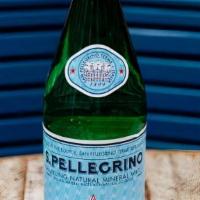 Pellegrino · Liter bottle of sparkling water.