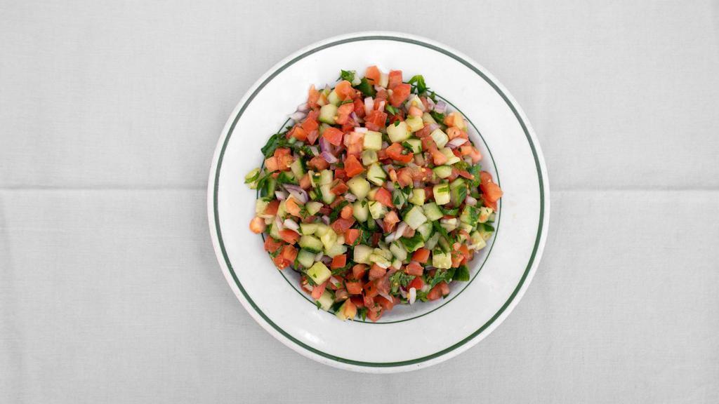 Health Salad · Vegan, gluten free. Tomatoes, cucumbers, parsley and onion.