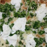 Gluten-Free Bianco Pie · mozzarella, broccoli, ricotta, garlic, extra virgin olive oil