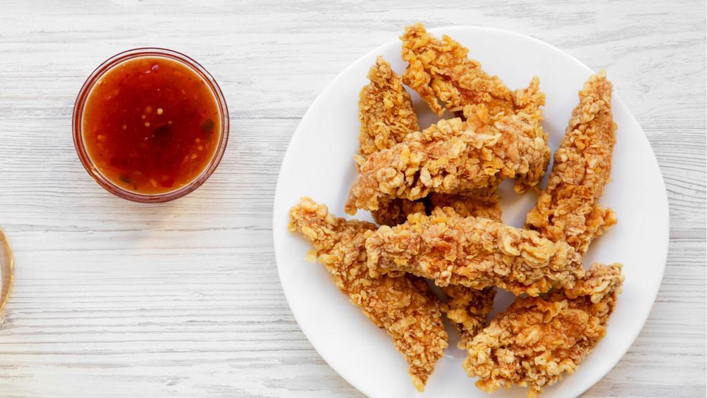 Thai Chili Chicken Tenders (10 Pieces) · Delicious Chicken Tenders tossed in Thai Chili sauce. Served with customer's preference of dipping sauce.
