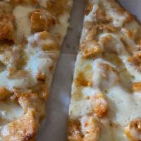 Buffalo Chicken Pizza · Spicy chicken with mozzarella cheese and blue cheese dressing.