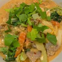 Sukiyake Soup · glass noodle soup with mixed vegtetable and egg sukiyake sauce