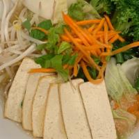 Vegetable & Tofu Noodle · Thin noodle, mixed veggies, vegetable, tofu, base soup.