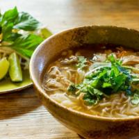 Pho Ga · 24 hour simmered chicken broth, rice noodles, shredded chicken, bean sprouts, mint, Thai bas...