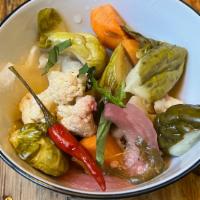 House Pickles · Radish, carrot, cucumber, cauliflower (gluten free)