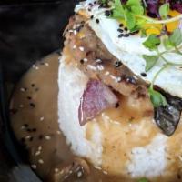 Loco Moco · Hawaiian Specialty! Rice topped with a grilled 8oz. burger, served with, avocado and mushroo...